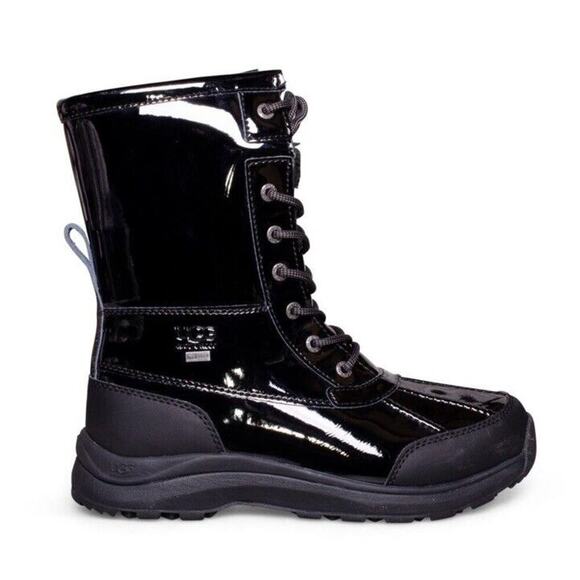 NWOB UGG ADIRONDACK III PATENT WOMEN BOOTS LEATHER Black US 7 EU 37/38 Tall - Picture 2 of 6